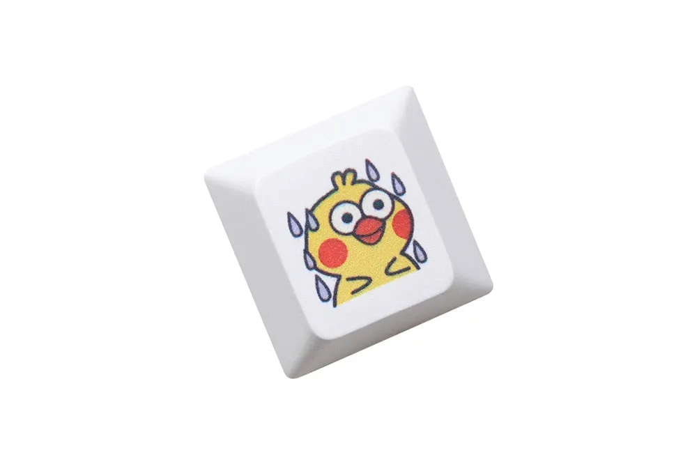 Cute Little yellow chicken Parrot Mood Meme Expression Keycap Dye Subbed keycaps for mx stem mechanical keyboards Funny Yellow