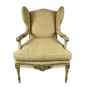 Dennis & Leen Elaborate Wingback Chair, Upholstered in Champagne
