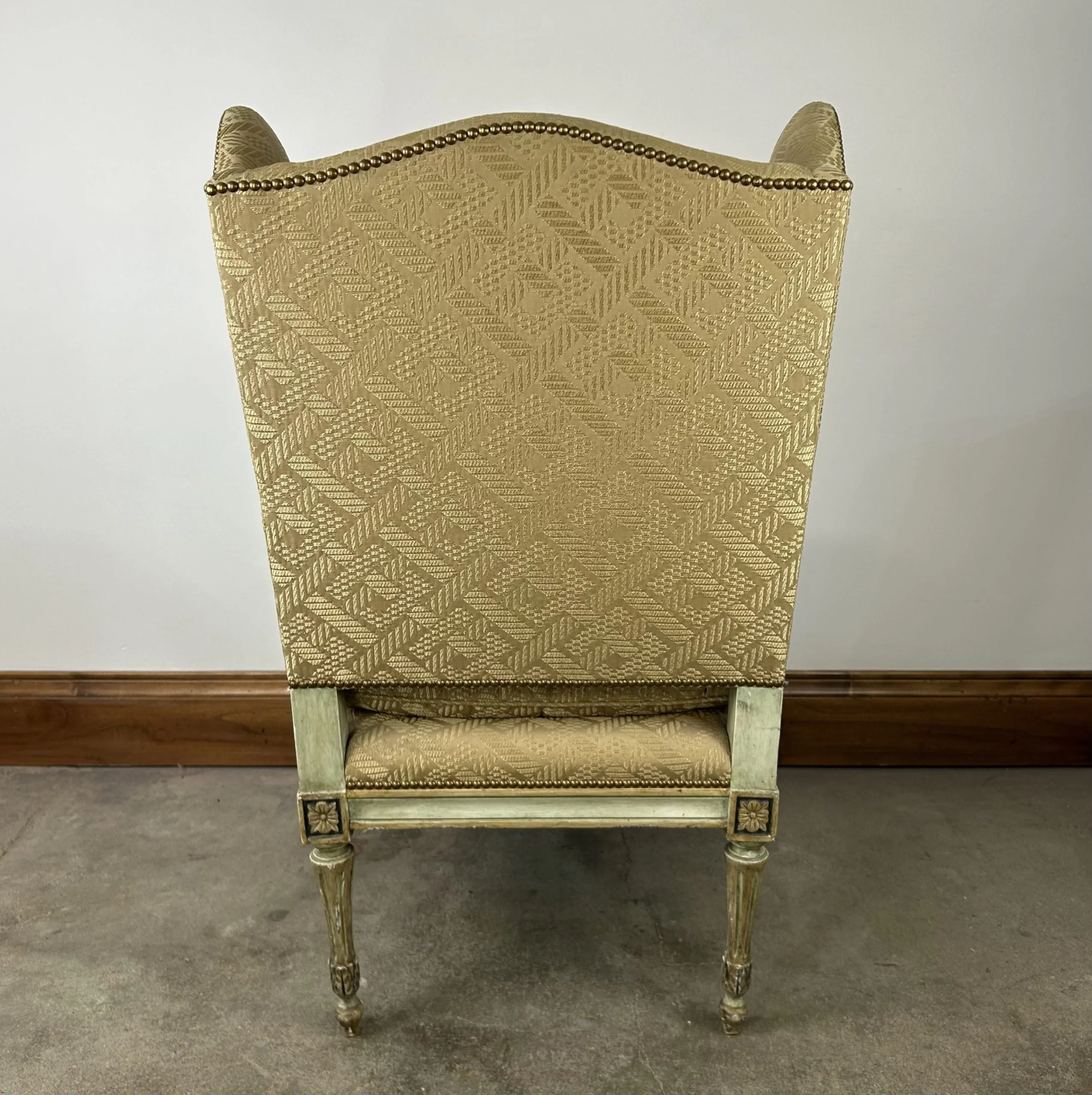 Dennis & Leen Elaborate Wingback Chair, Upholstered in Champagne