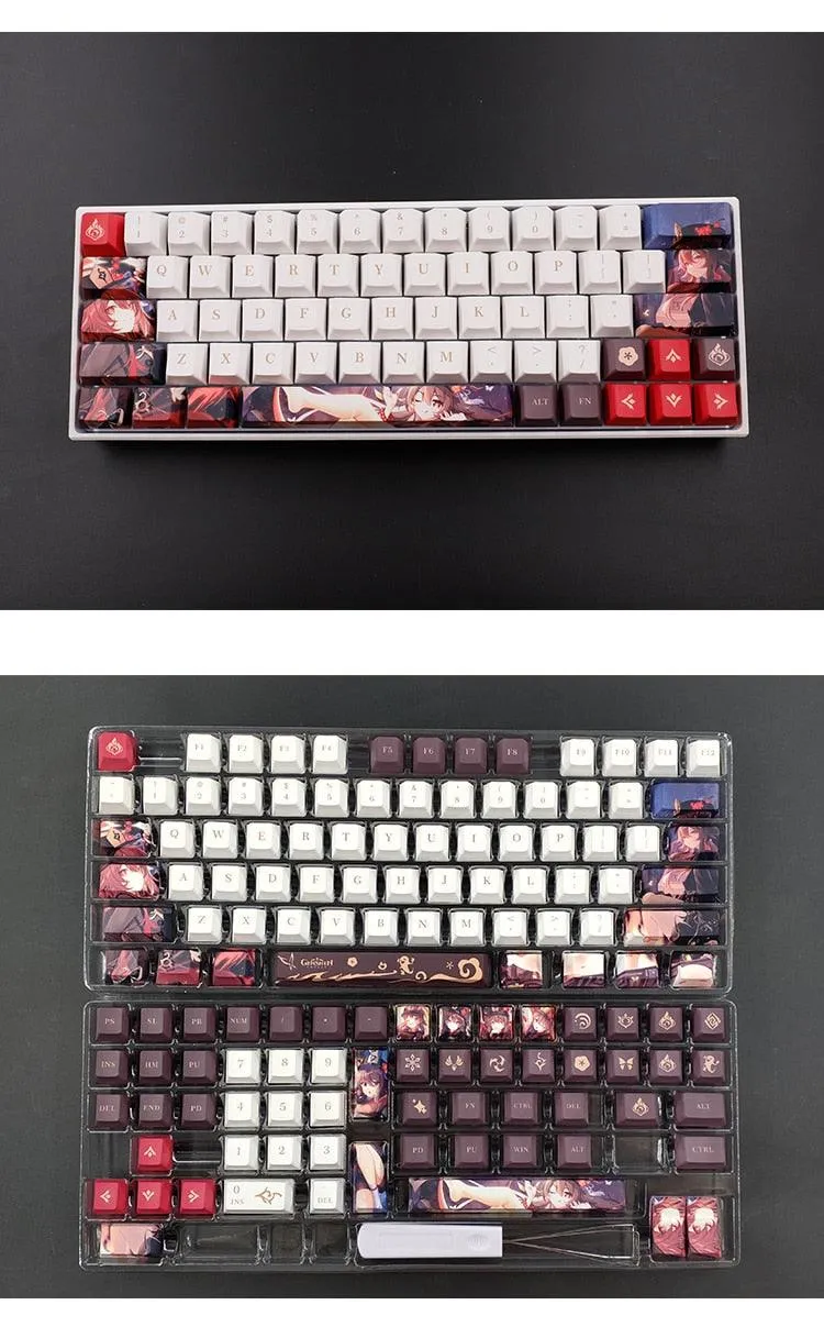 Genshin Impact Hutao and Ayaka Keycaps