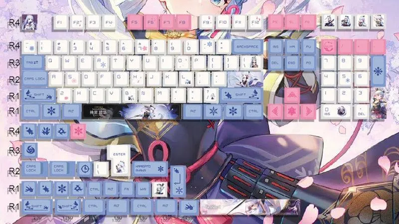Genshin Impact Hutao and Ayaka Keycaps