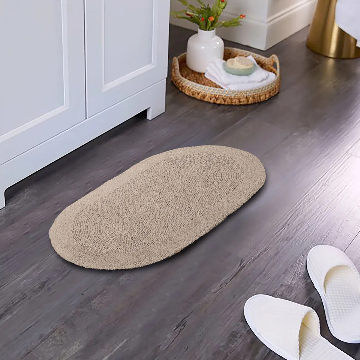 Grassy Ground Soft Reversible Solid Luxurious Grey Bath Mat