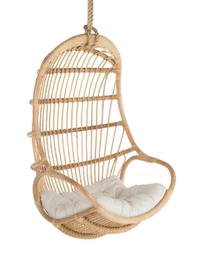 Hanging Rattan Swing Chair with Seat Cushion