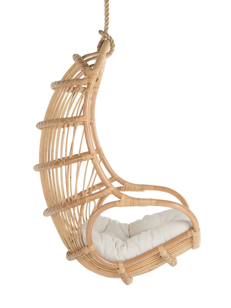 Hanging Rattan Swing Chair with Seat Cushion