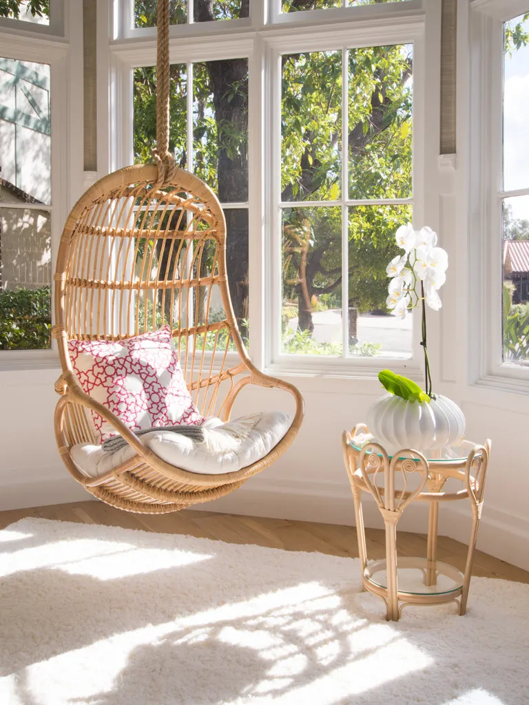 Hanging Rattan Swing Chair with Seat Cushion