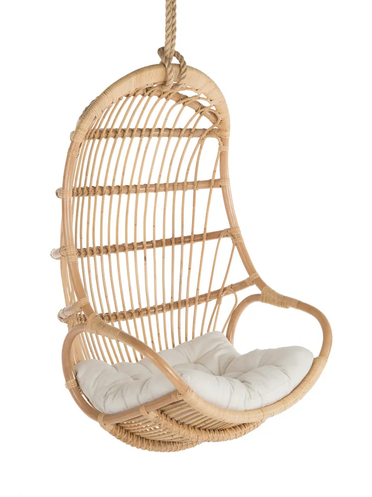 Hanging Rattan Swing Chair with Seat Cushion