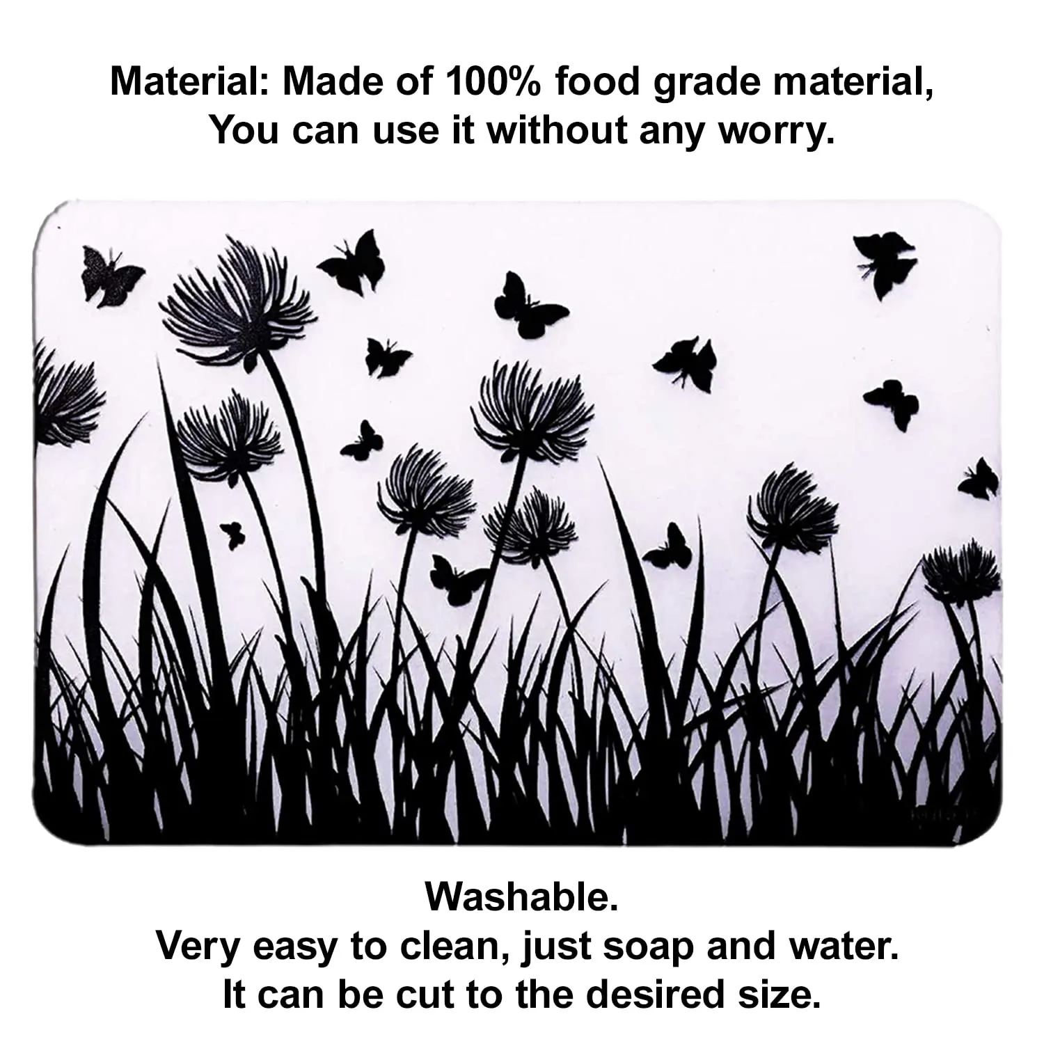 Heart Home Butterfly Print Waterproof, Stain Resistant, Washable Refrigerator/Fridge Drawer Mat, Set of 6 (White) 52HH3983