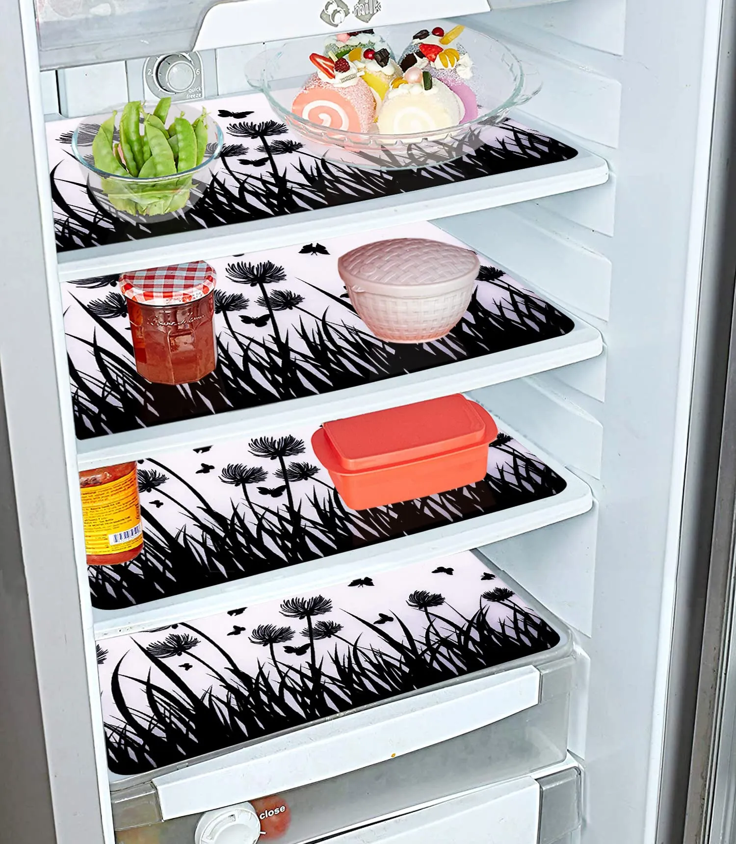 Heart Home Butterfly Print Waterproof, Stain Resistant, Washable Refrigerator/Fridge Drawer Mat, Set of 6 (White) 52HH3983