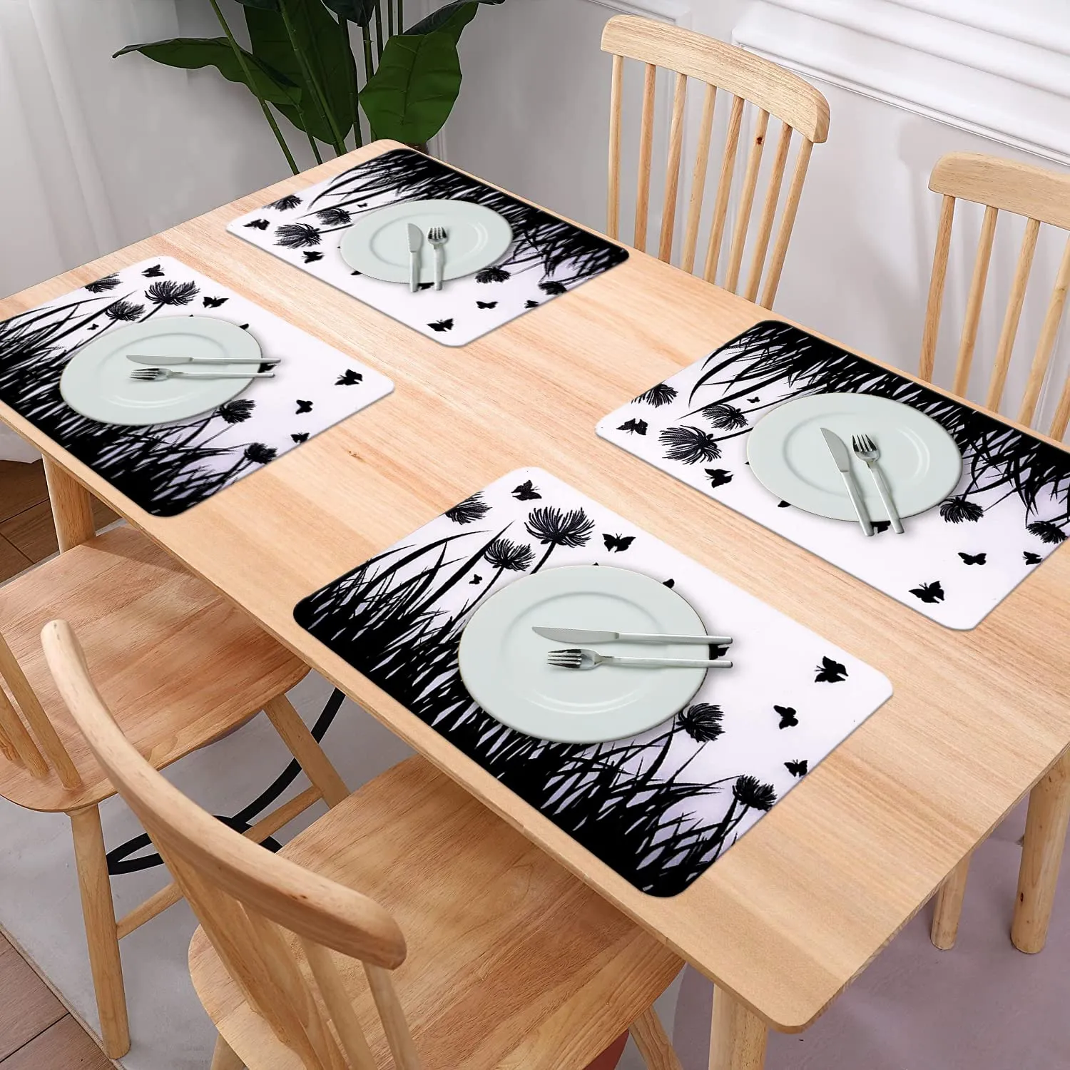 Heart Home Butterfly Print Waterproof, Stain Resistant, Washable Refrigerator/Fridge Drawer Mat, Set of 6 (White) 52HH3983