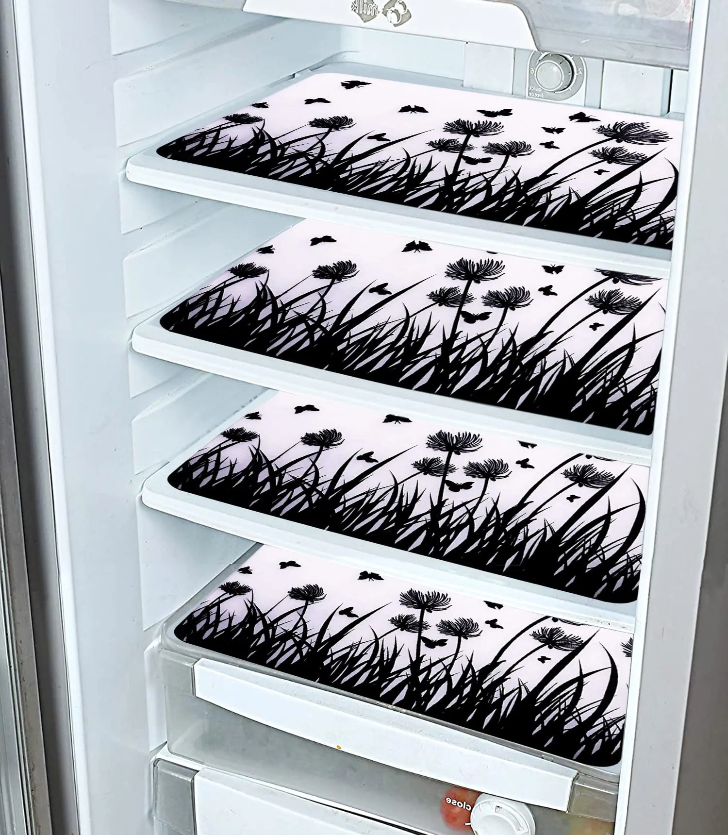 Heart Home Butterfly Print Waterproof, Stain Resistant, Washable Refrigerator/Fridge Drawer Mat, Set of 6 (White) 52HH3983