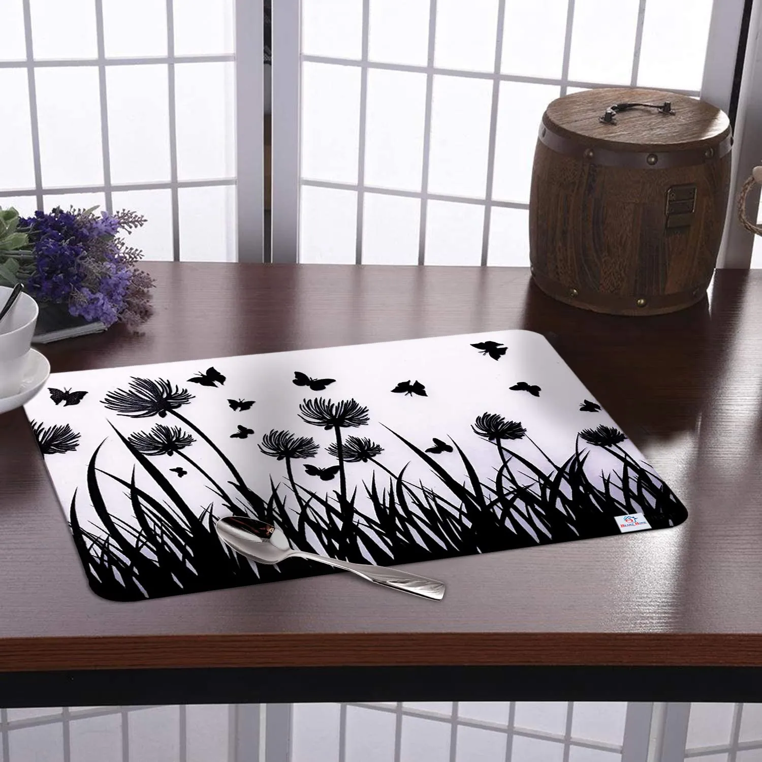 Heart Home Butterfly Print Waterproof, Stain Resistant, Washable Refrigerator/Fridge Drawer Mat, Set of 6 (White) 52HH3983