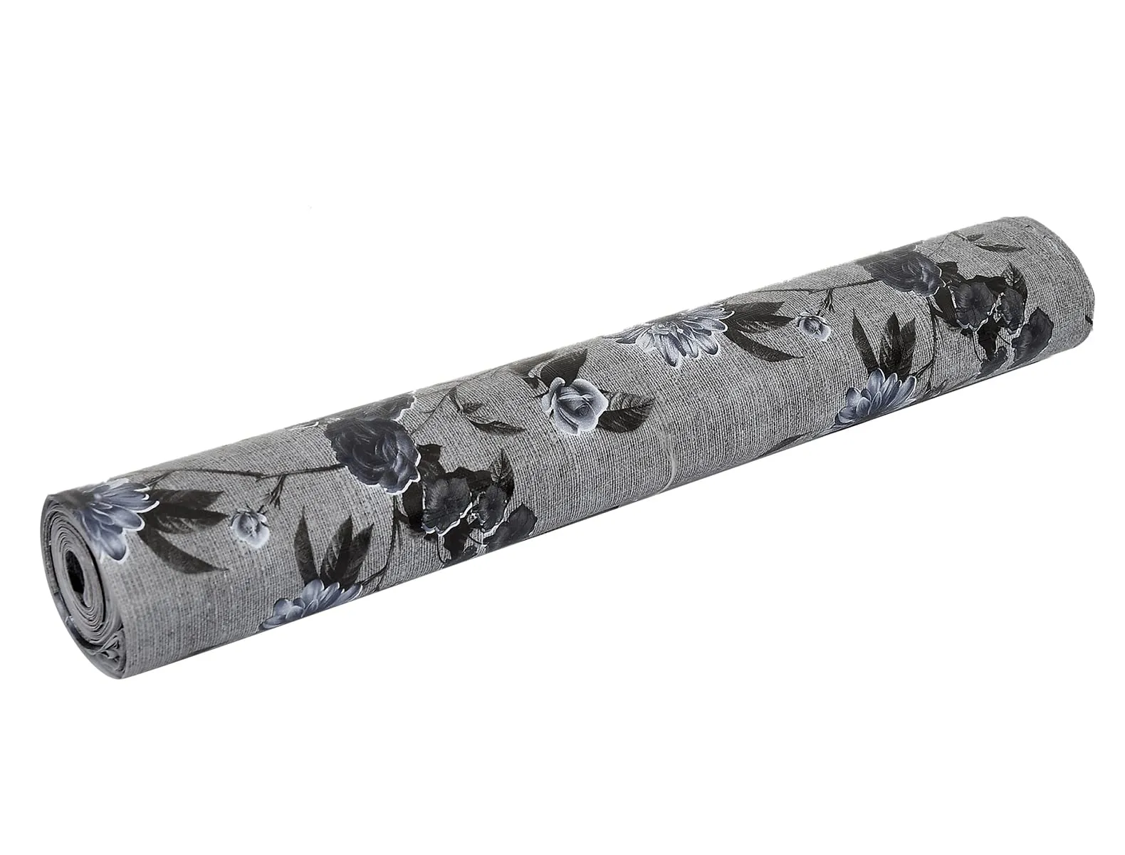 Heart Home Flower Printed PVC Anti Slip Skid Shelf Mat, 5 Mtr- Pack of 2 (Grey)