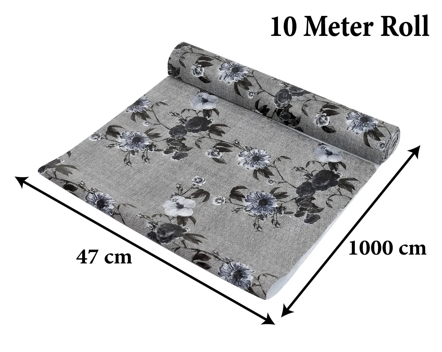 Heart Home Flower Printed Shelf Liners for Kitchen Shelves,cupboards,Wardrobe,Drawer, 10 Mtr (Grey)