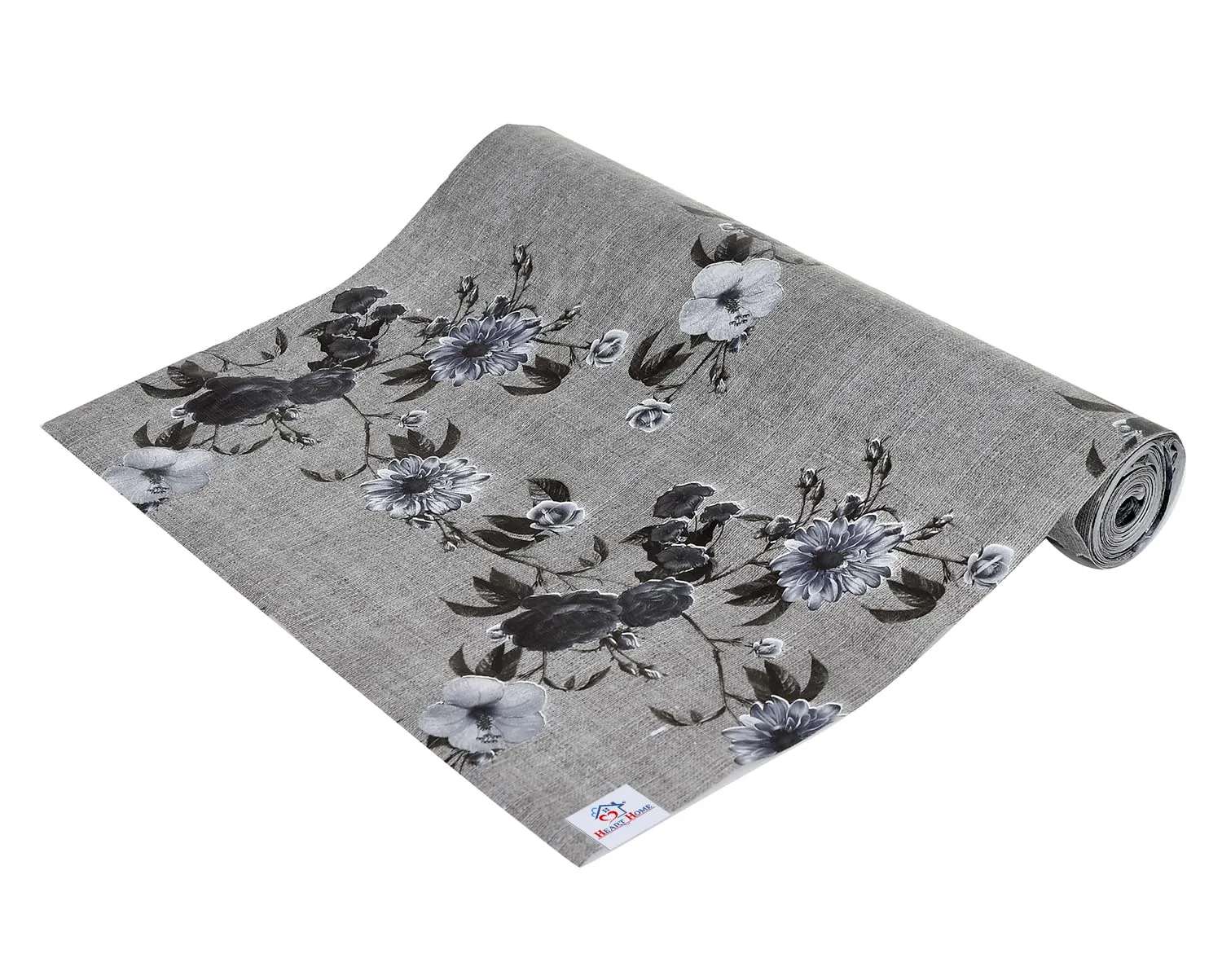 Heart Home Flower Printed Shelf Liners for Kitchen Shelves,cupboards,Wardrobe,Drawer, 10 Mtr (Grey)