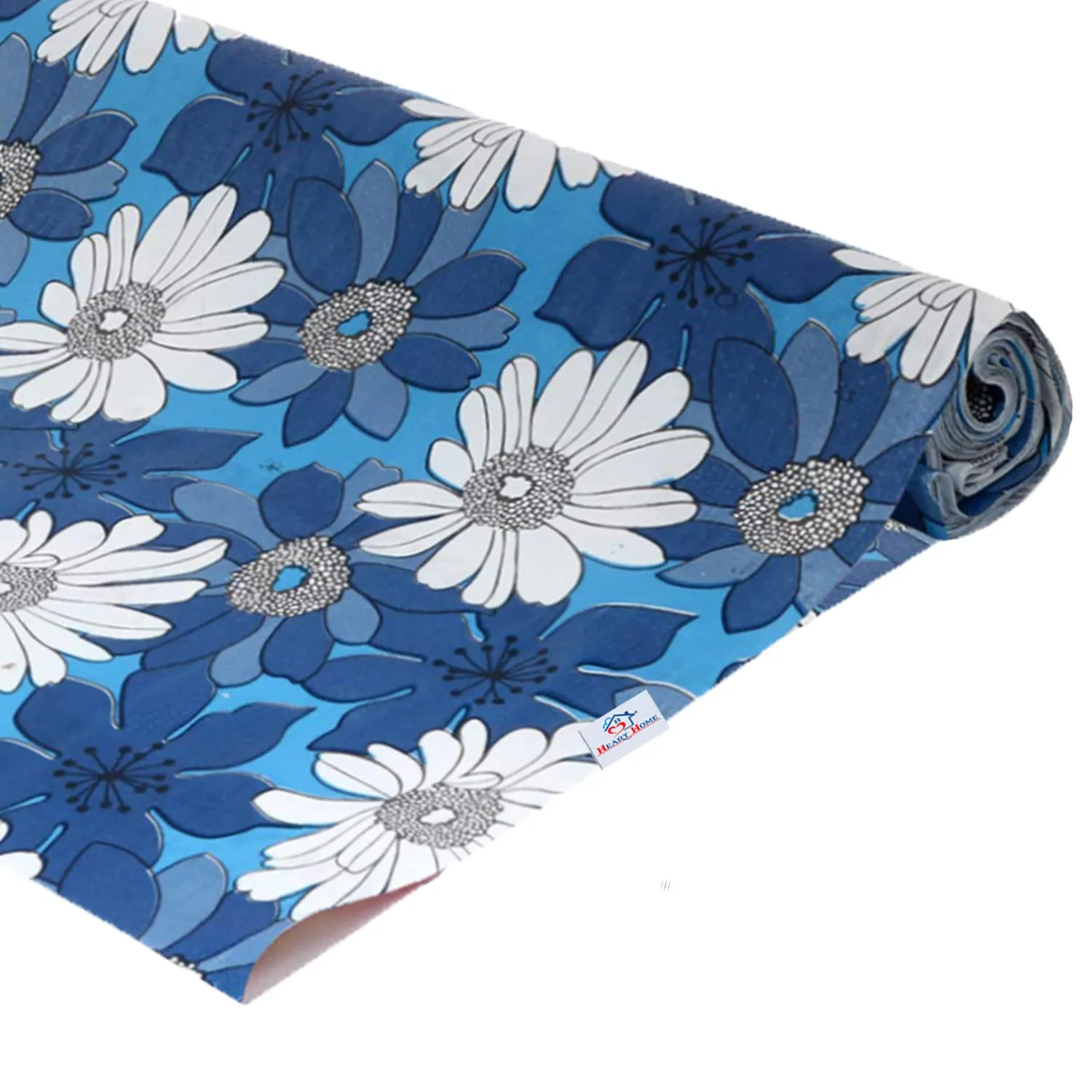 Heart Home Multiuses Floral Print Shelf Liners for Kitchen Shelves, cupboards, Wardrobe, Drawer, 10 Mtr (Blue) 52HH4079