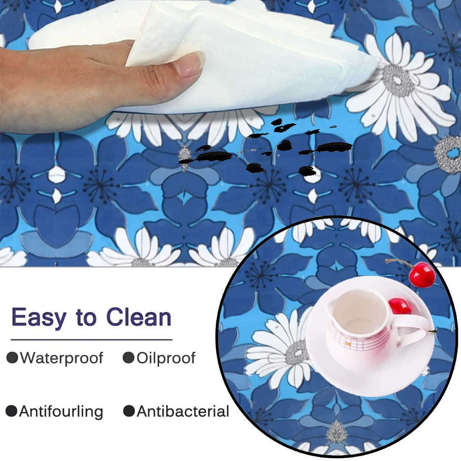 Heart Home Multiuses Floral Print Shelf Liners for Kitchen Shelves, cupboards, Wardrobe, Drawer, 10 Mtr (Blue) 52HH4079