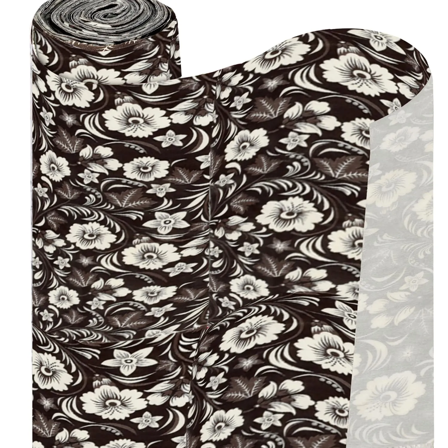 Heart Home Multiuses Floral Print Shelf Liners for Kitchen Shelves, cupboards, Wardrobe, Drawer, 5 Mtr (Brown) 52HH4077