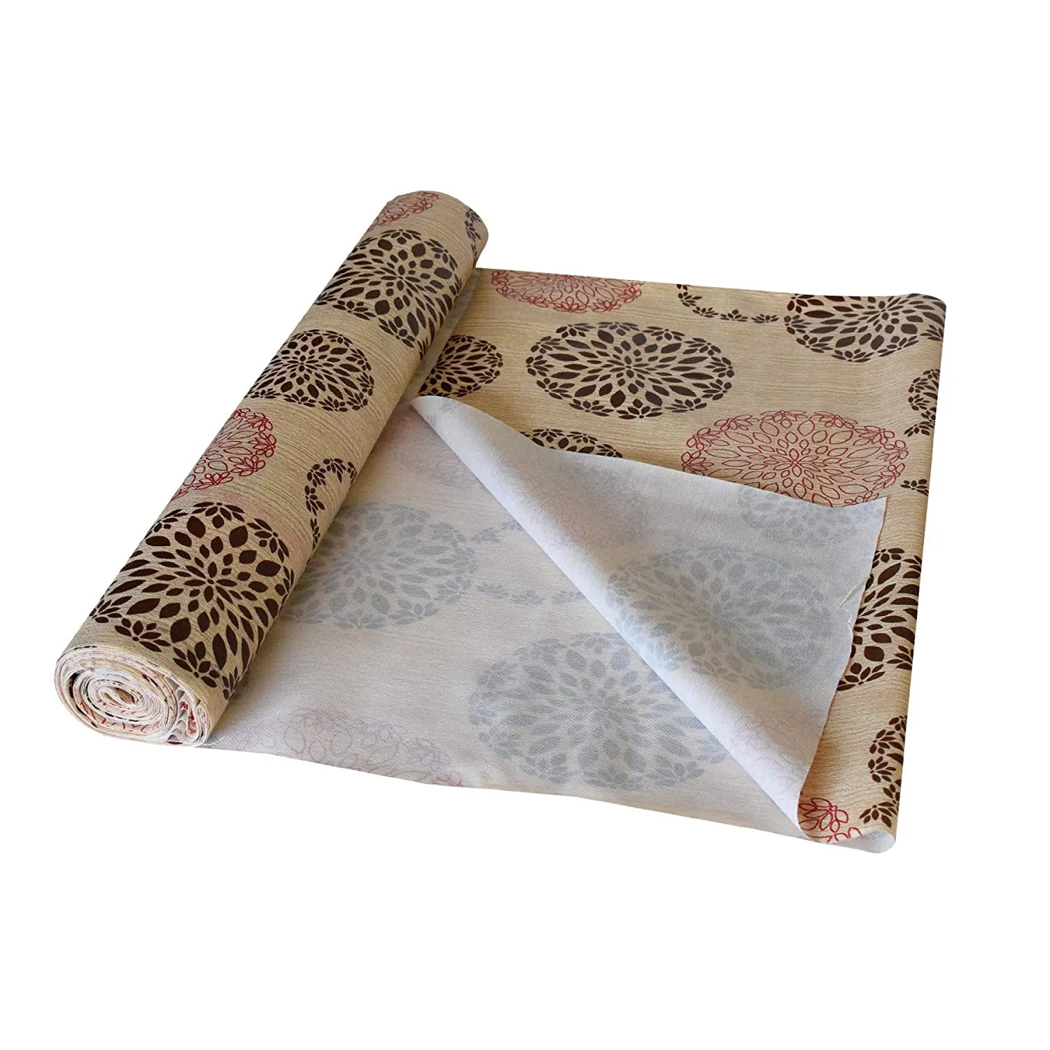 Heart Home Multiuses Rangoli Print Shelf Liners for Kitchen Shelves, cupboards, Wardrobe, Drawer, 10 Mtr (Beige) 52HH4089