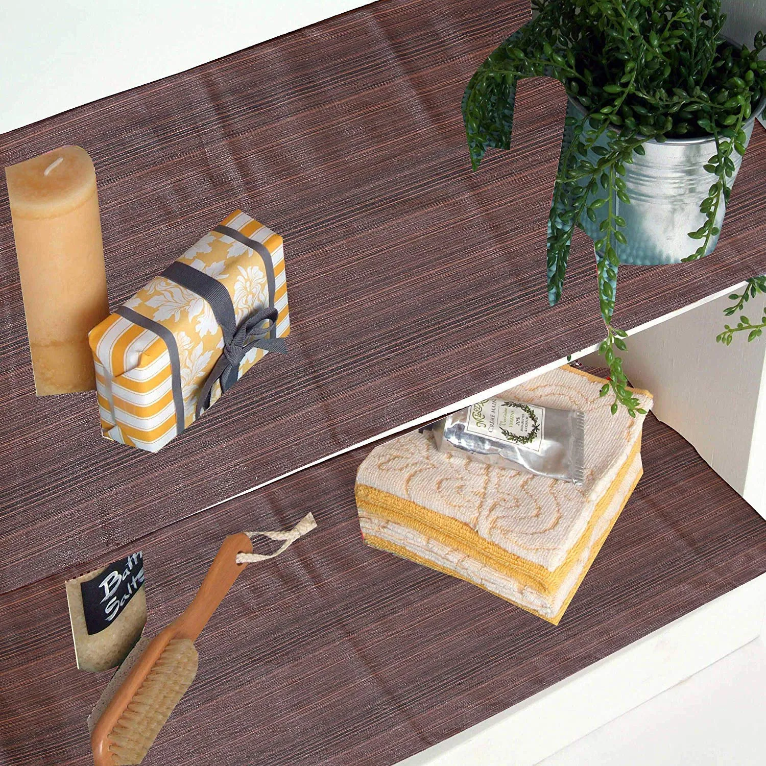 Heart Home Multiuses Wooden Print Shelf Liners for Kitchen Shelves, cupboards, Wardrobe, Drawer, 10 Mtr (Brown) 52HH4087