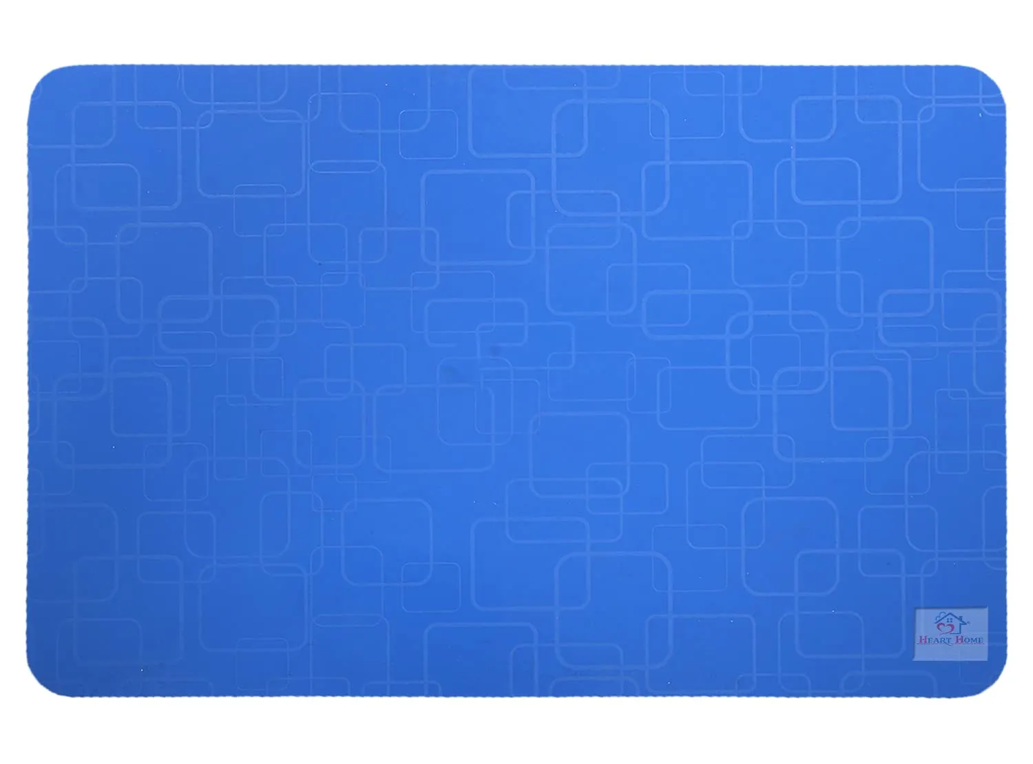 Heart Home Square Design Waterproof,Stain Resistant, Washable Refrigerator/Fridge Drawer Mat, Set of 6 (Blue)