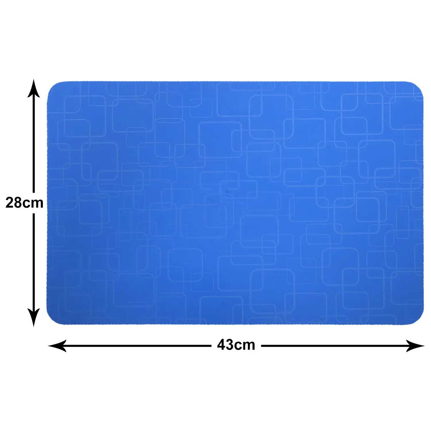 Heart Home Square Design Waterproof,Stain Resistant, Washable Refrigerator/Fridge Drawer Mat, Set of 6 (Blue)