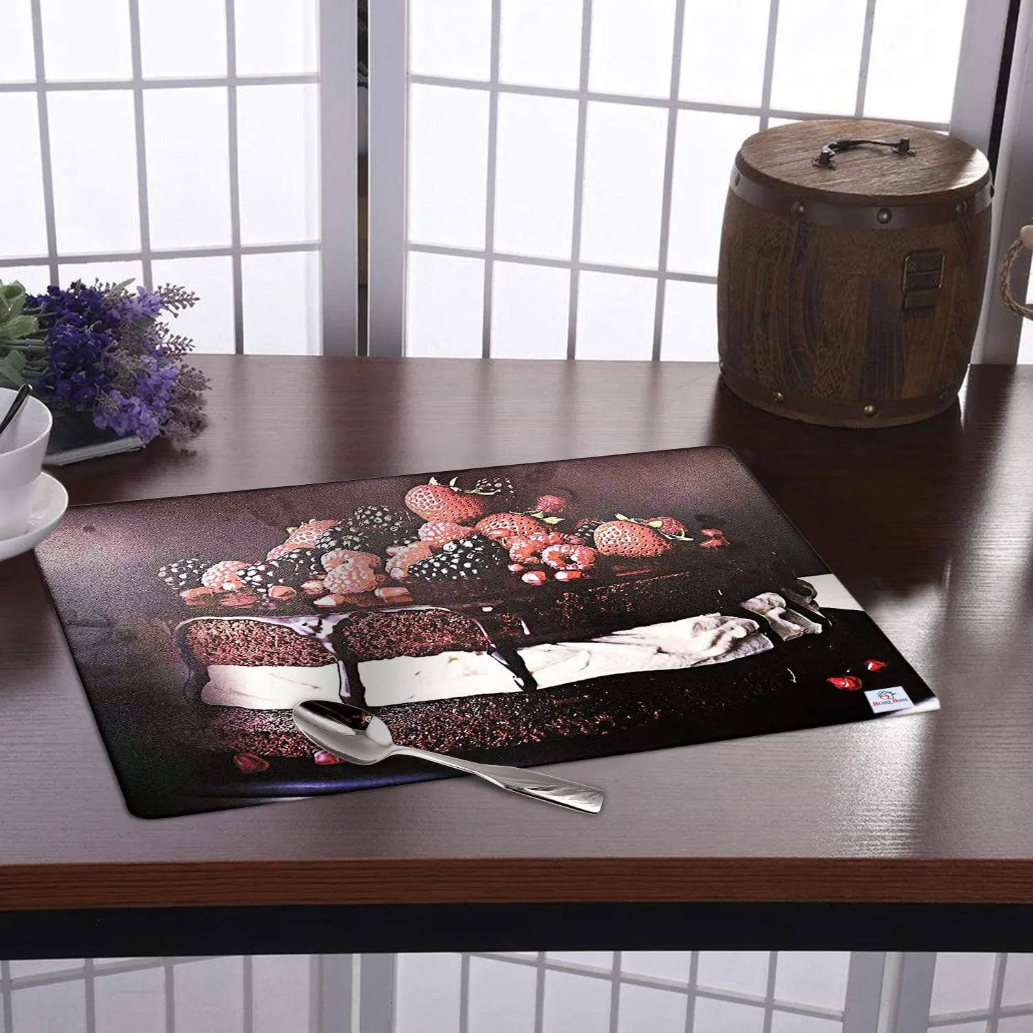 Heart Home Strawberry Print Waterproof, Stain Resistant, Washable Refrigerator/Fridge Drawer Mat, Set of 6 (Black) 52HH3981
