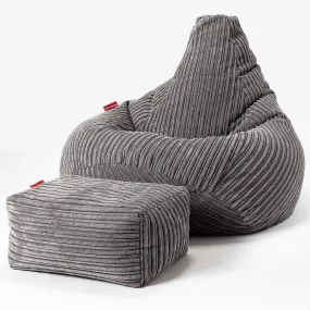 Highback Bean Bag Chair - Cord Graphite Grey