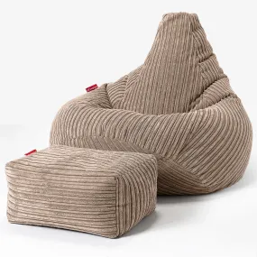 Highback Bean Bag Chair - Cord Sand