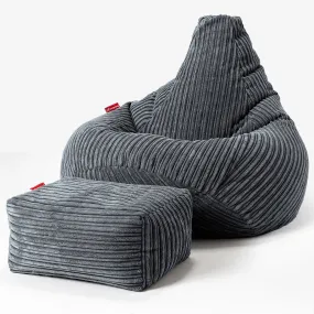 Highback Bean Bag Chair - Cord Slate Grey