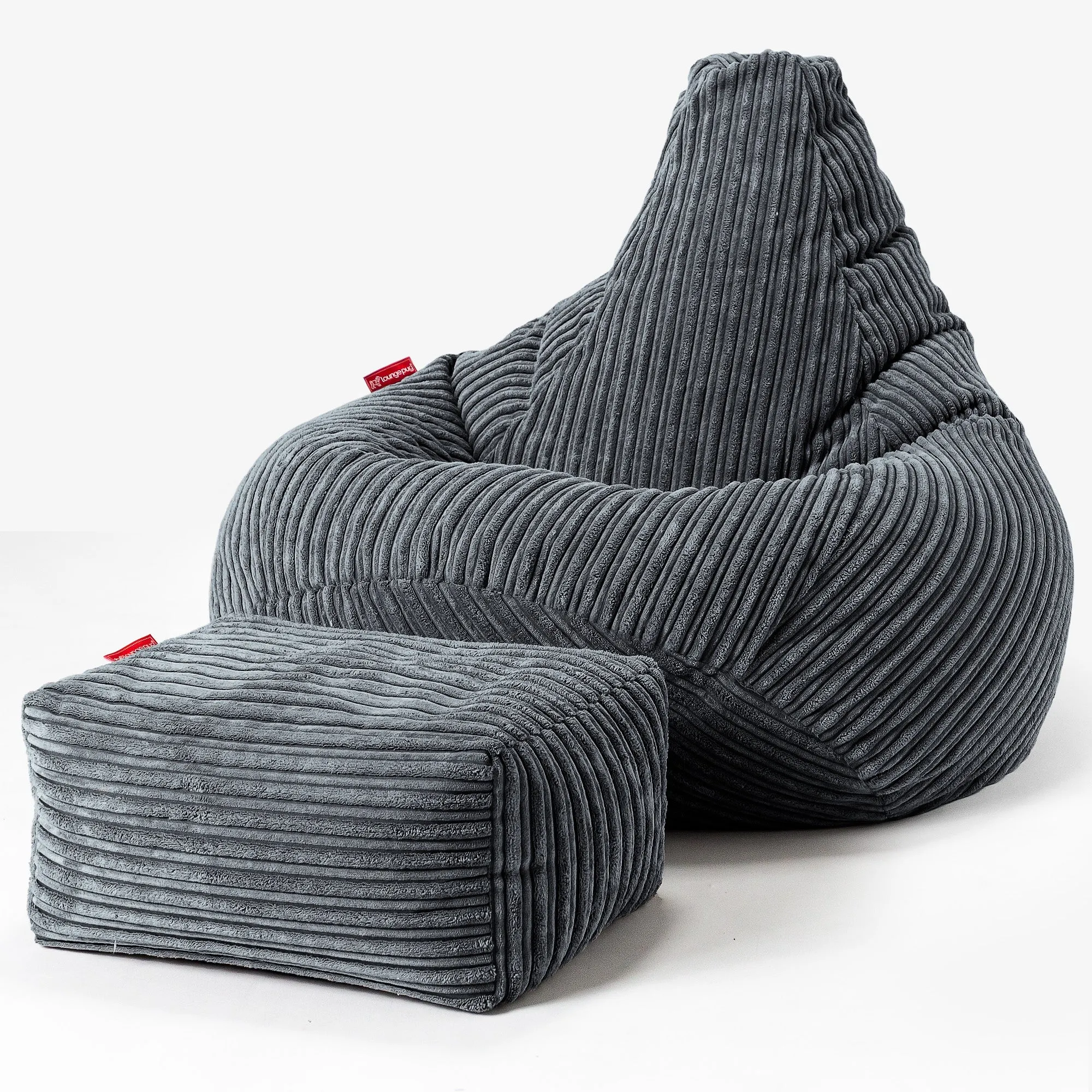 Highback Bean Bag Chair - Cord Slate Grey
