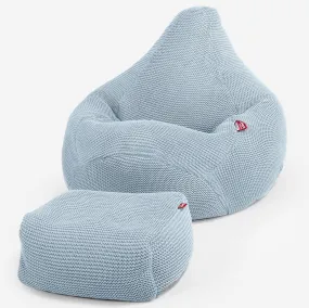 Highback Bean Bag Chair - Ellos Knitted Misty Blue
