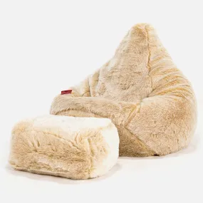 Highback Bean Bag Chair - Faux Fur Sheepskin White