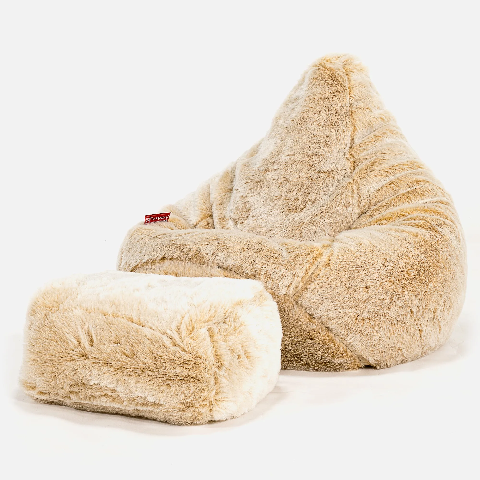 Highback Bean Bag Chair - Faux Fur Sheepskin White