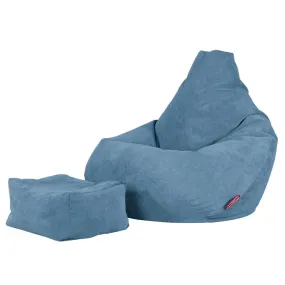 Highback Bean Bag Chair - Flock Aegean Blue