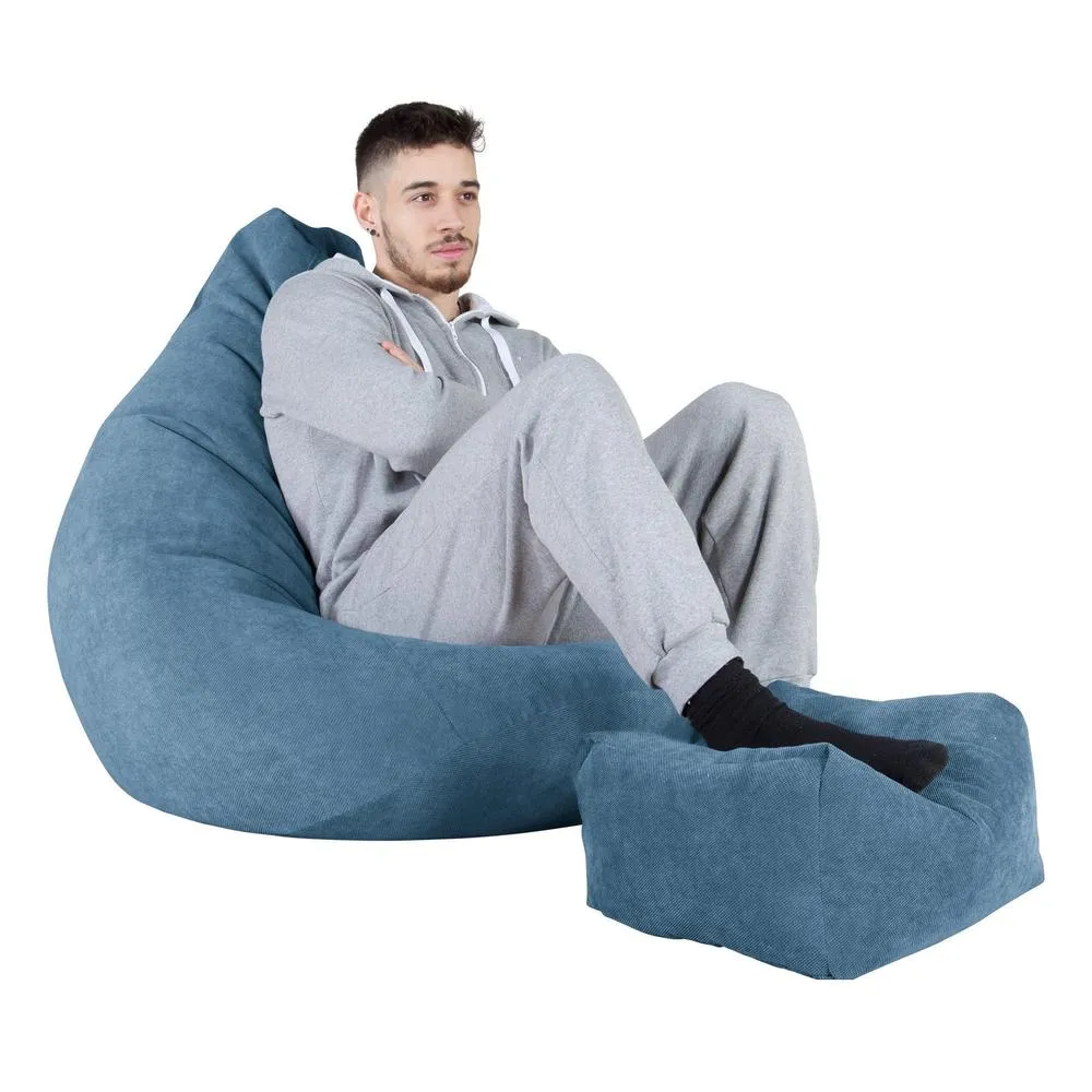 Highback Bean Bag Chair - Flock Aegean Blue