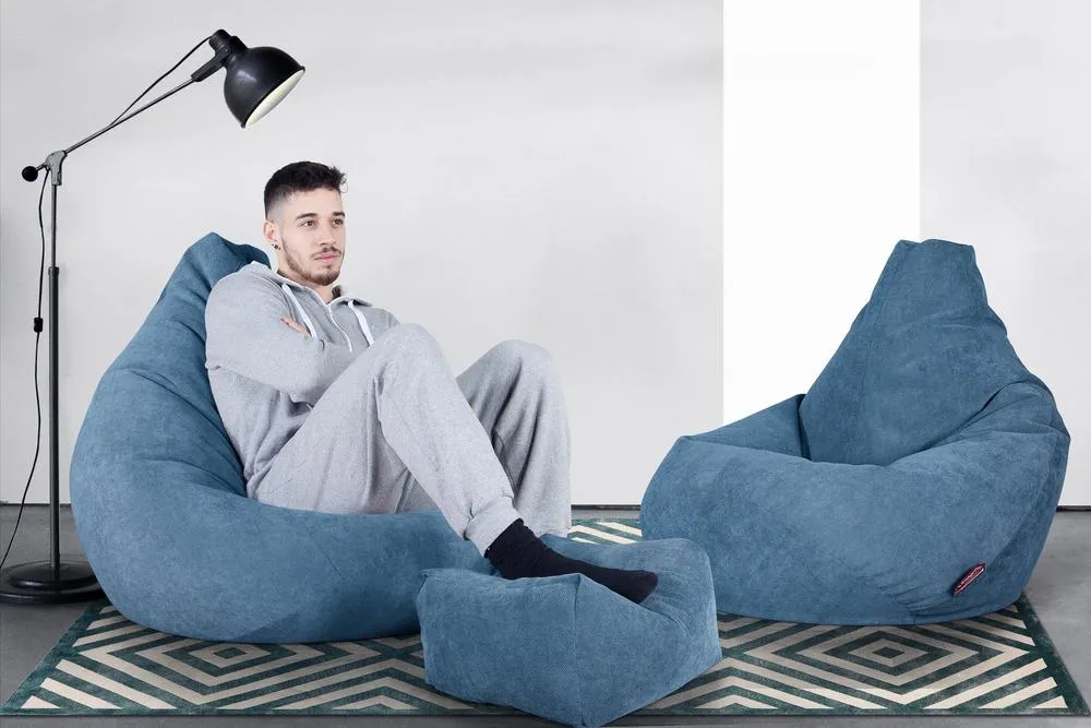 Highback Bean Bag Chair - Flock Aegean Blue