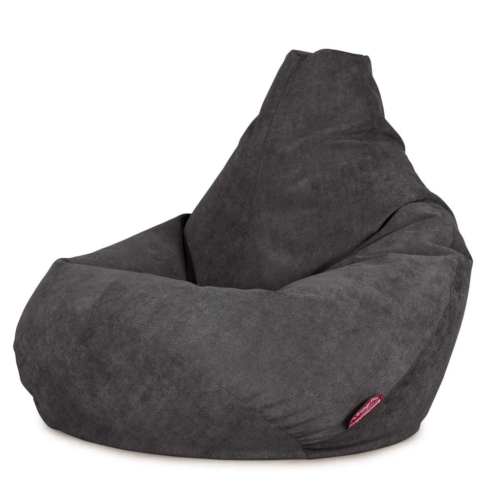 Highback Bean Bag Chair - Flock Graphite Grey