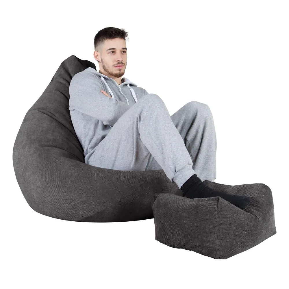 Highback Bean Bag Chair - Flock Graphite Grey