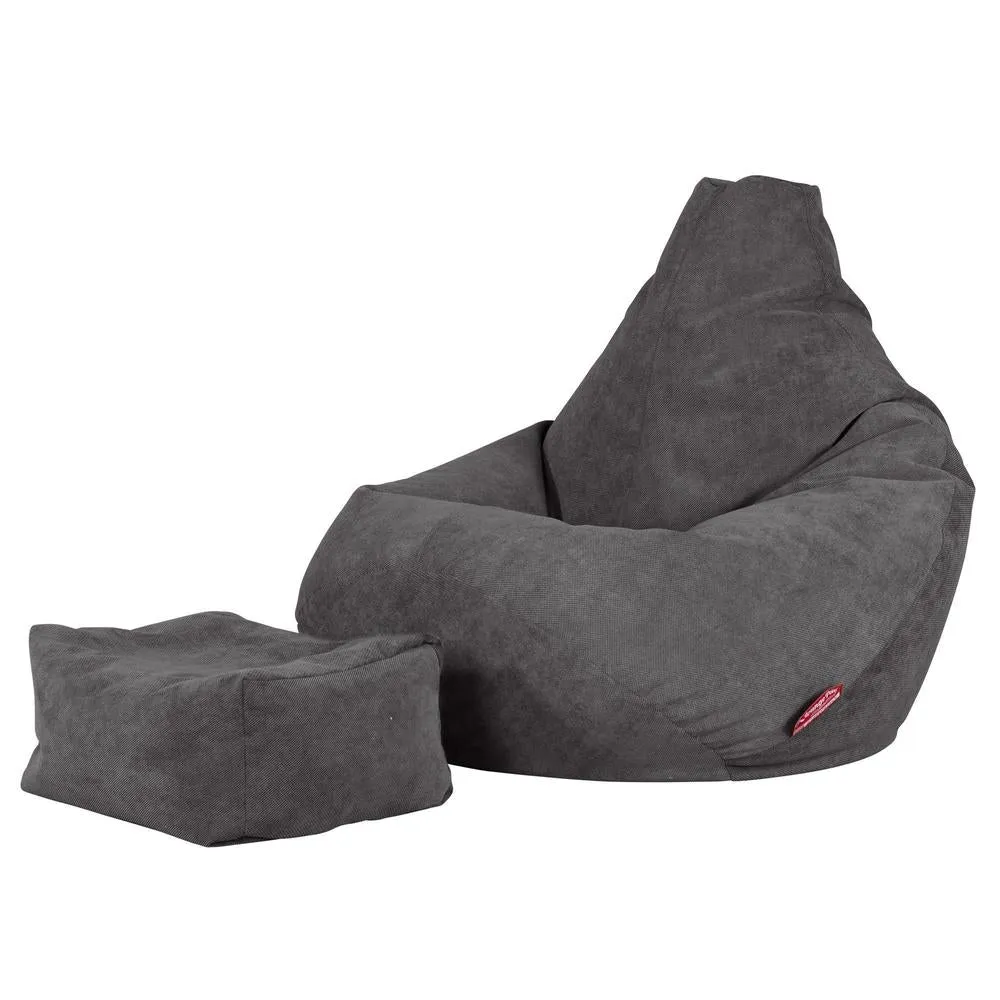 Highback Bean Bag Chair - Flock Graphite Grey