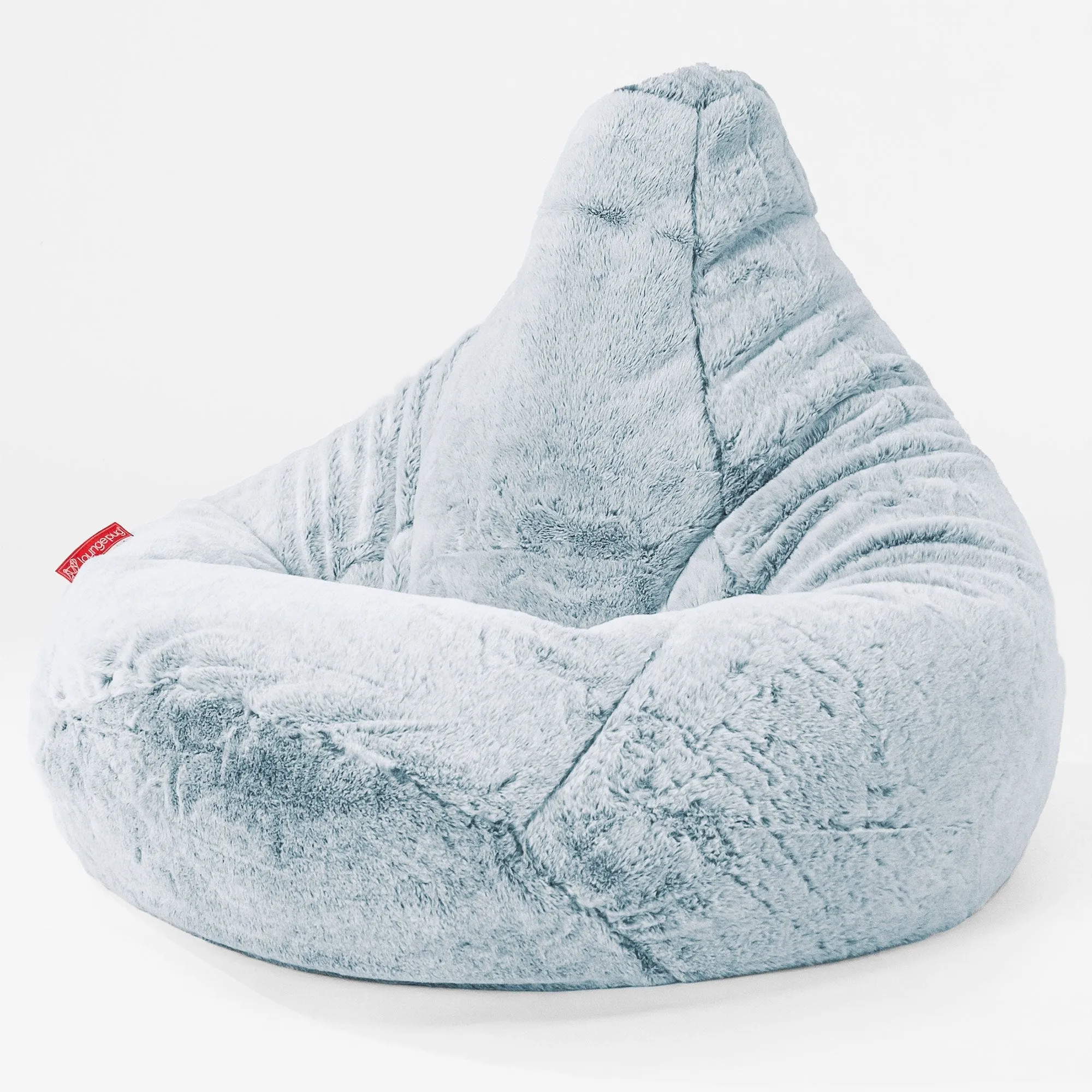 Highback Bean Bag Chair - Fluffy Faux Fur Rabbit Dusty Blue