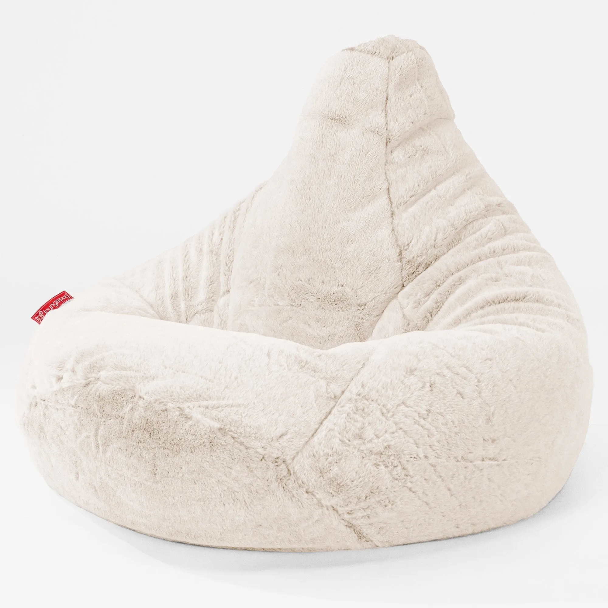 Highback Bean Bag Chair - Fluffy Faux Fur Rabbit White