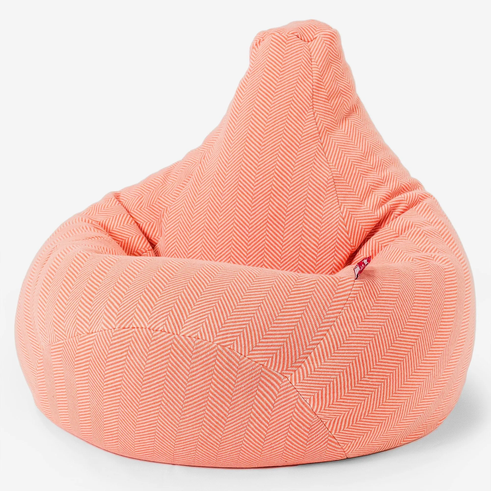 Highback Bean Bag Chair - Knitted Herringbone Coral Pink