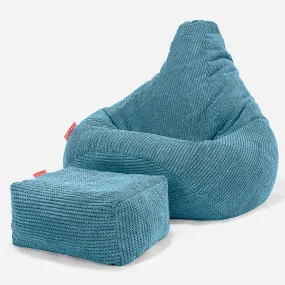 Highback Bean Bag Chair - Pom Pom Aegean Blue