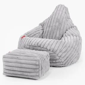 Highback Bean Bag Chair - Ultra Plush Cord Grey