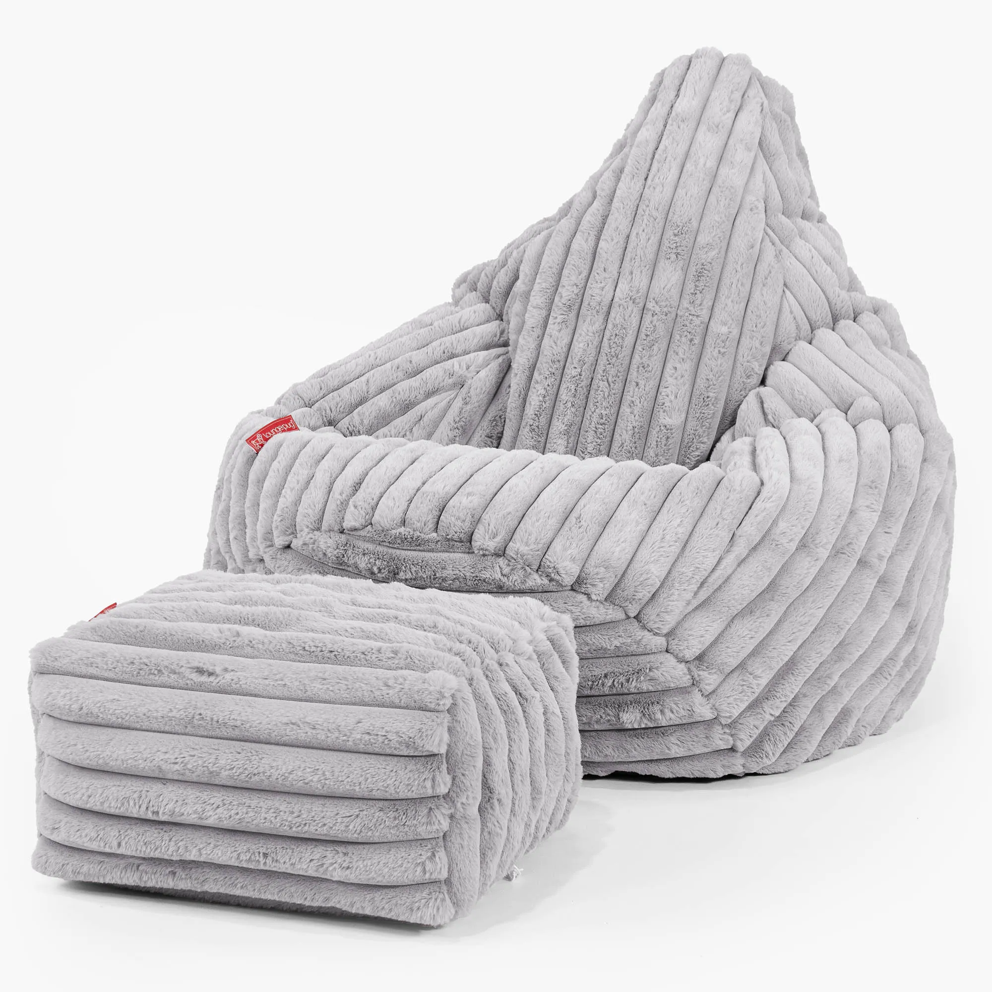 Highback Bean Bag Chair - Ultra Plush Cord Grey