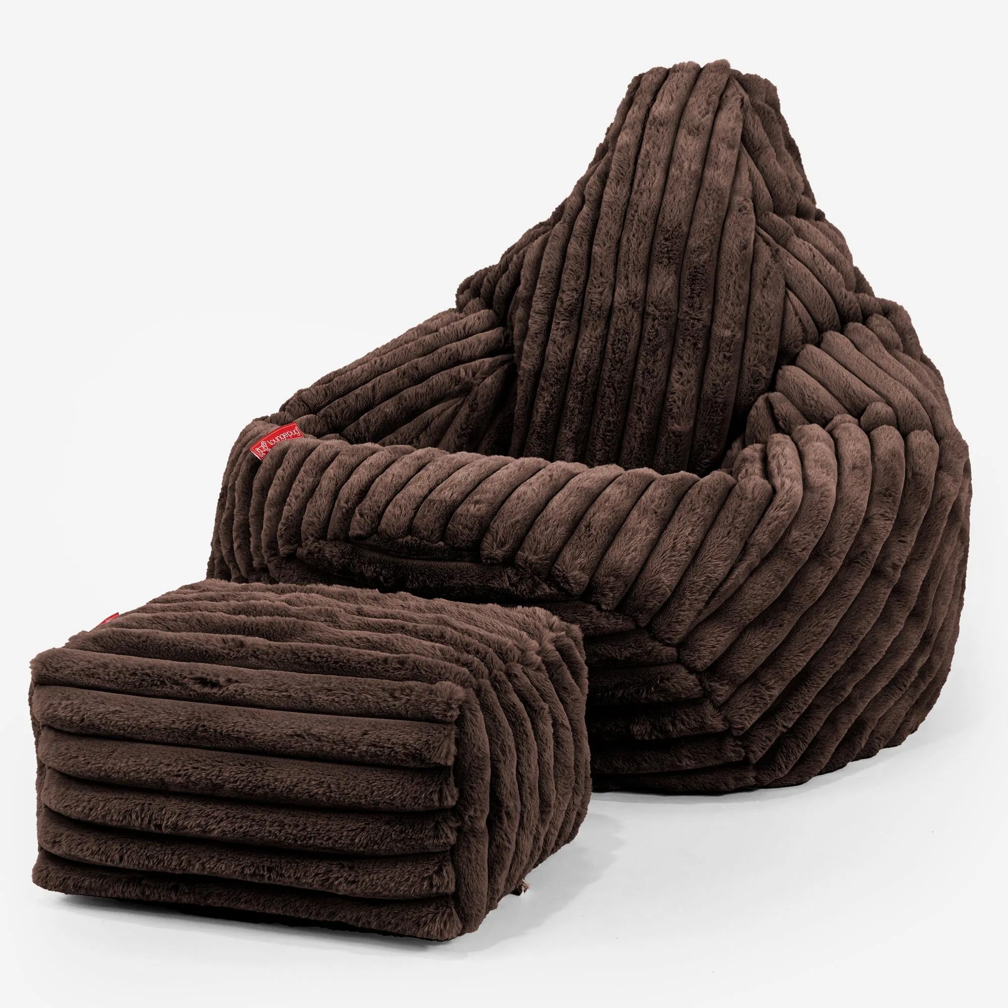 Highback Bean Bag Chair - Ultra Plush Cord Sable