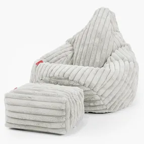 Highback Bean Bag Chair - Ultra Plush Cord Sage Green