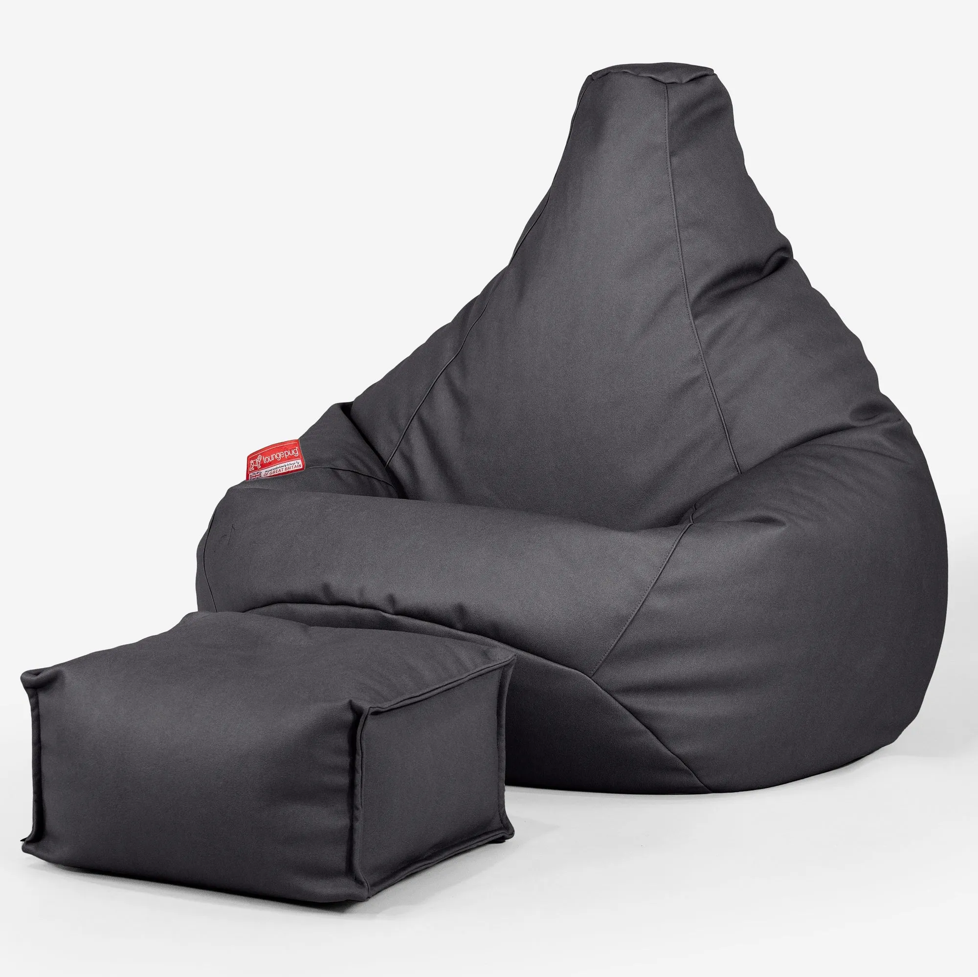 Highback Bean Bag Chair - Vegan Leather Black