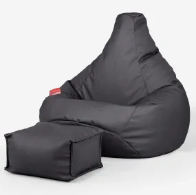 Highback Bean Bag Chair - Vegan Leather Black