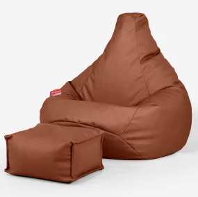 Highback Bean Bag Chair - Vegan Leather Chestnut